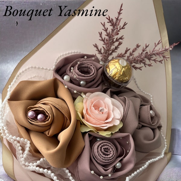 Bouquet de voile hijab à personnaliser fête des mères aïd mariage…