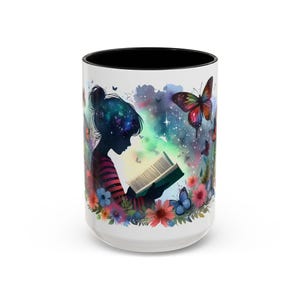 Magiczny kubek do kawy dla czytelnika, wzór motyla, prezent dla miłośników książek, przytulne naczynie do picia, klimat fantasy, miłośnicy natury