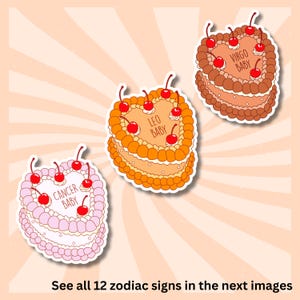 Stickers signe du zodiaque | Stickers signe astrologique | Cadeaux personnalisés | Gâteau coeur tendance | Stickers célestes | Cadeau d'astrologie | Art vintage pour gâteaux