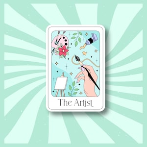 De kunstenaar tarotkaartsticker | Kunstenaarssticker | Vinylsticker met persoonlijkheidskenmerk | Holografisch en glanzend | Kunststudiodecoratie | Illustrator