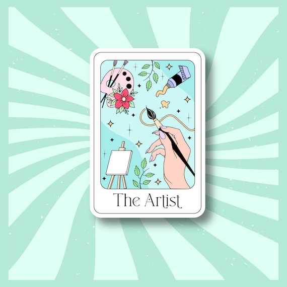 The Artist Tarot Card Sticker | Artist Sticker | Personality Trait Vinyl Decal | Holographic and Glossy | Art Studio Decor | Illustrator