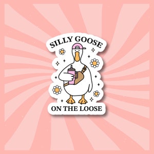 Silly Goose Vinyl Sticker | Glossy and Glitter | Internet Meme Decal | Outdoor and Indoor Use | Unique Animal Gift | Funny Art | Duck Gift