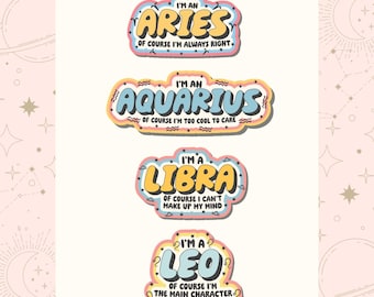 Zodiac Sign Stickers | Star Sign Stickers | Personalized Gifts | Funny Zodiac Personalities | Celestial Spiritual Decals | Astrology Gift |