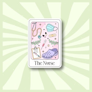 L'autocollant de carte de tarot d'infirmière | IA | Sticker infirmière autorisée | Infirmière auxiliaire autorisée | IAA | Profession médicale | Appréciation des soins de santé |