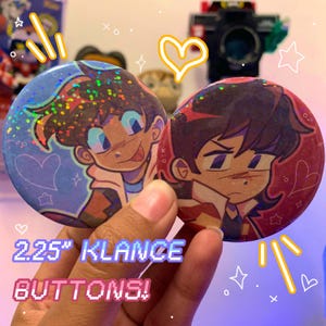 Voltron Lance and Keith Pins | Klance | Voltron Legendary Defender | 2.25&quot; Button | Lance Mcclain | Keith Kogane | Chibi | Voltron Badge