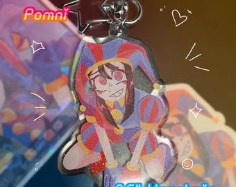 Pomni Keychain | The Amazing Digital Circus | 2.5 inch TADC One-Sided Epoxy Glitter Key Chain