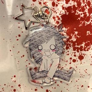 Jeff The Killer Keychain | Creepypasta | One Sided Glitter | 2.5&quot; Epoxy Key Chain | Gifts for Creepypasta Fans | Kawaii Chibi | Acrylic