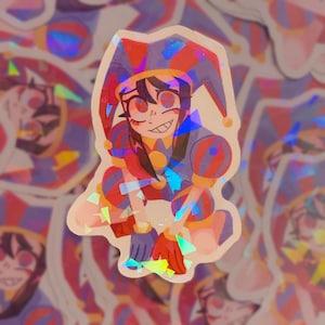 Pomni Sticker | The Amazing Digital Circus | TADC | 2.5" Waterproof Holographic Vinyl Sticker | TADC Sticker