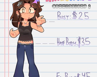 Custom Digital OC Character Commissions | Affordable Commissions | Cute Digital Art Commission | Original Character Commissions | Custom Art