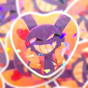 Jax Sticker | The Amazing Digital Circus | Waterproof 2.5" Holographic Vinyl Jax Sticker | TADC Sticker | Heart Shaped