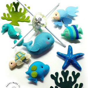 Oceanography Under the Sea Fish, Baby Mobile, Kids Playroom Decor, Baby Nursery Mobile, Ocean Sea Maritime Theme, Custom Baby Crib Mobile image 1