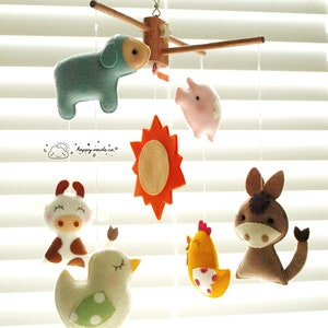 Country Farm Baby Mobile Barnyard Animals Theme, Modern Nursery Decor, Hanging Crib Mobile, Rustic Chic Nursery Decor, Kids Playroom Decor image 3