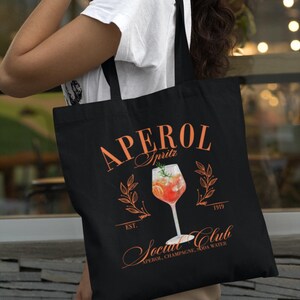 Aperol Spritz Canvas Tote Bag | Reusable Bag, Cute Tote Bag, Shopping Bag, Grocery Bag, Tote Bag Aesthetic