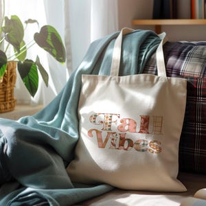 Fall Vibes Canvas Tote Bag: Autumn Market Reusable Shopping Bag