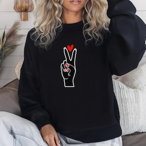 Peace Out Sweatshirt, Peace Zeichen Shirt, positive Vibes lange Ärmel, Boho Shirt, Peace Hand Shirt, süßes Peace Shirt, Tag des Friedens Shirt