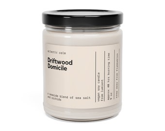 Driftwood Domicile, Sea Salt and Orchid vegan Scented Soy Candle, 9oz