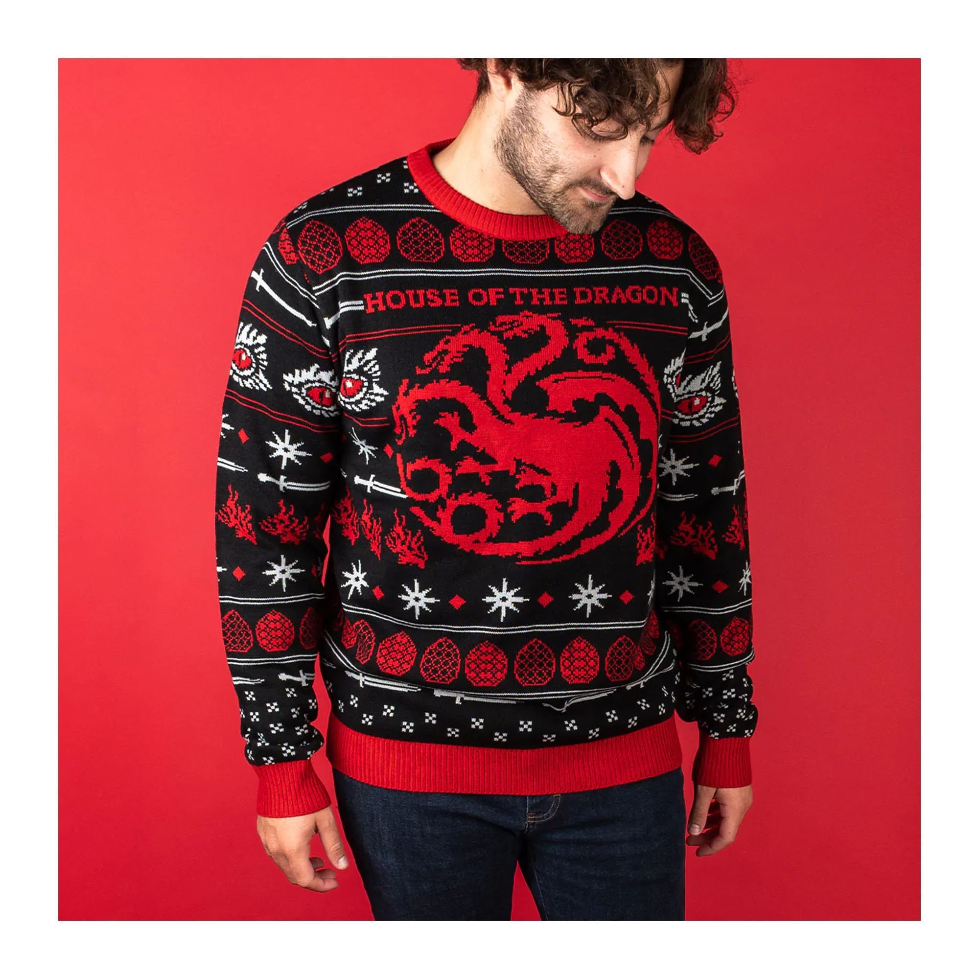 Holiday House Targaryen Ugly Christmas Sweater, House of Dragons Ugly Knitted Christmas, Ugly Christmas Sweater, Christmas Fan Gift