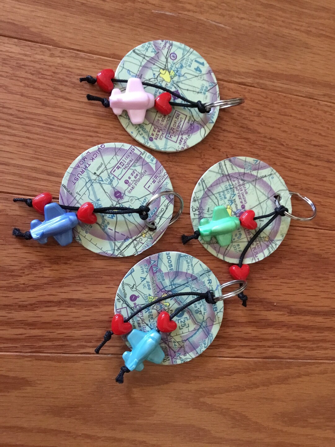 Aviation Themed Key Ring With Airplane and Hearts - Etsy