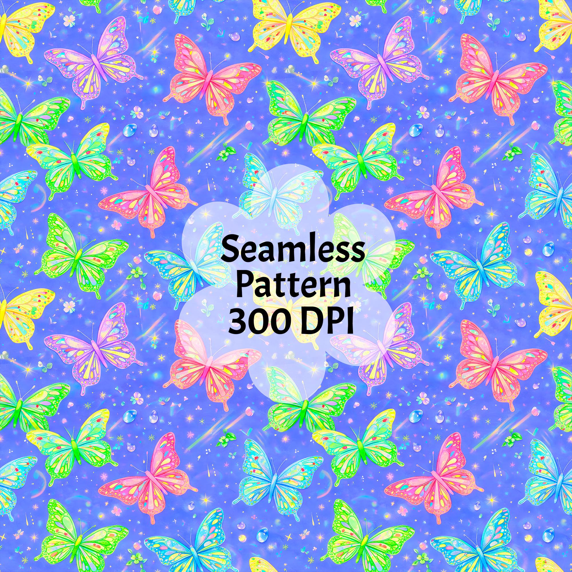Neon Butterfly Seamless Spring Summer Surface Pattern Pattern ...