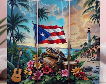 Puerto Rico Flag Tumbler Wrap, Boricua Design (PNG Digital Download)