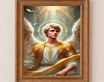 Ängeln Gabriel konsttryck, ärkeängeln Gabriel väggdekor (digital nedladdning)