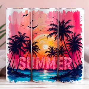 Summer Vibes Tumbler wrap 20oz Design Trendy Sommerzeit wrap Dateien Strand Szene Sublimation Beliebte Pinselstrich Digital Download Sommer Png