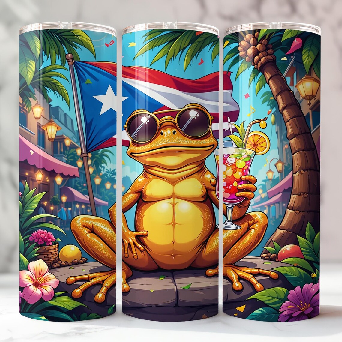 Pouter Rico Frog Puerto Rico Tumbler Wrap, Boricua Frog, Tropical PNG (digital) - Etsy