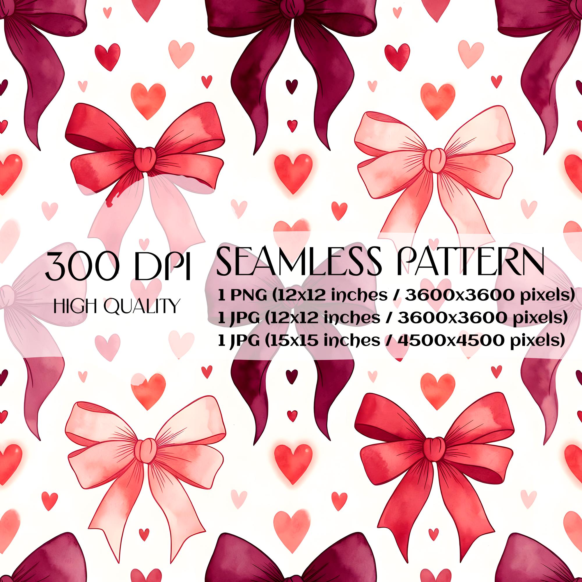 Colorful Coquette Watercolor Bow Ribbon Repeat Seamless Pattern ...
