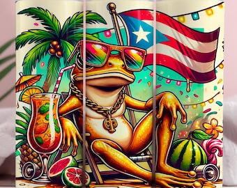 Puerto Rico Flag Tumbler Wrap, Boricua Design (PNG Digital Download)