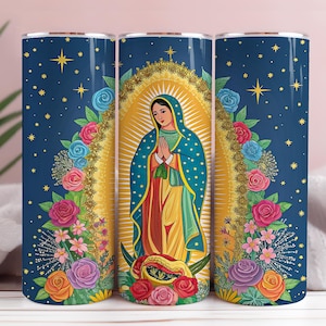 Virgen de Gaudalupe 20 oz Skinny Tumbler PNG Sublimation Design, Cinco de mayo PNG, Lady of Guadalupe, Straight Tumbler Wrap, 300 dpi