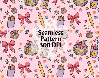 Pink Coquette Teacher Seamless Pattern (Digital)