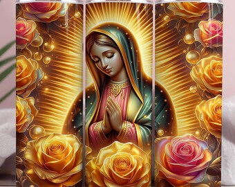 La Virgen de Guadalupe bekeromslag, naadloos ontwerp met rozen (digitaal png-bestand)