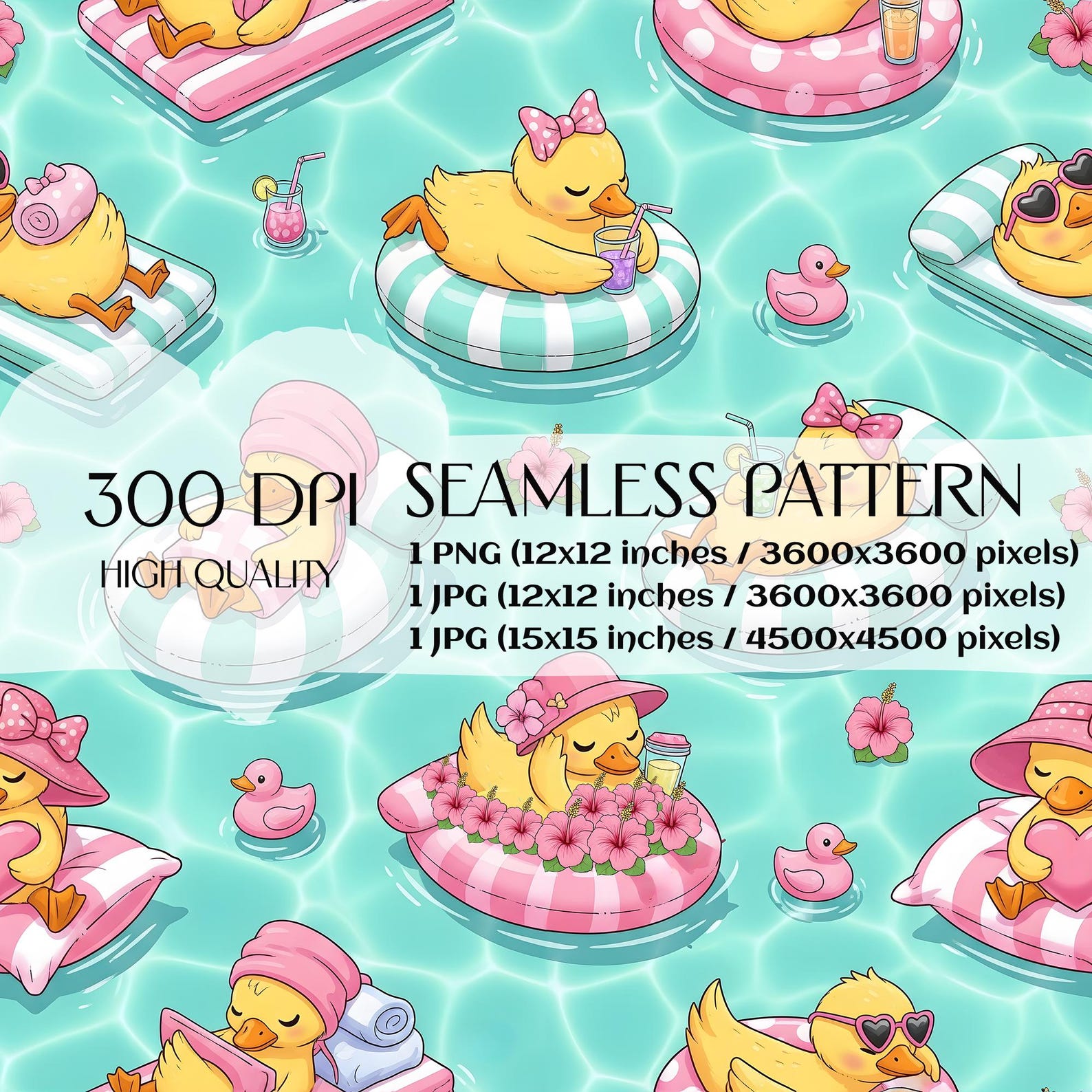 Patterned Floaties Pink Coquette Duck Floaties Seamless Pattern (digital Download) - Etsy