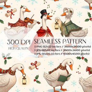 Christmas Vintage Goose Carolers: Digital Seamless Pattern (digital ...