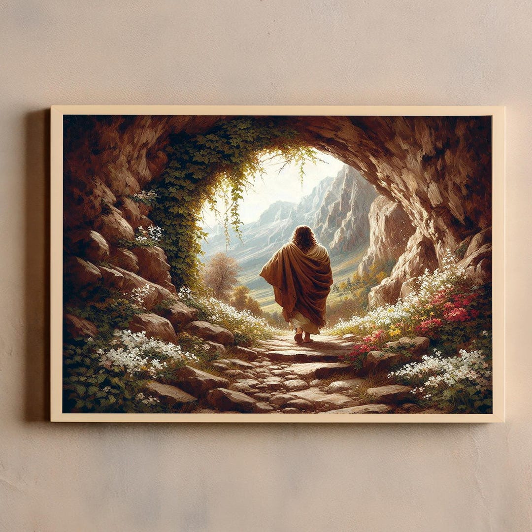 Floral He is Risen the Tomb is Empty Resurrection Wall Art Christian ...