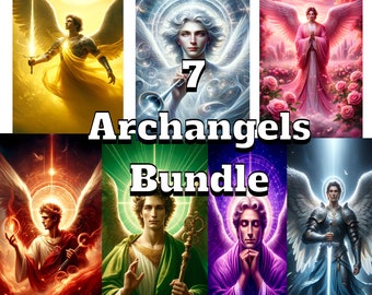 Seven Archangels Wall Art Print Set, Christian Guardians (digital