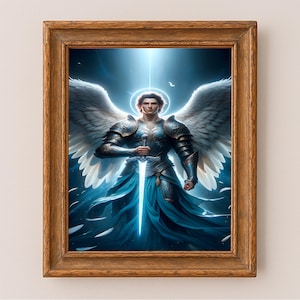 Aartsengel Michael Art Protector Angel Image religieuze muur Decor Christian Warrior Print Protector Guardian Bijbelse ALLEEN DIGITALE DOWNLOAD