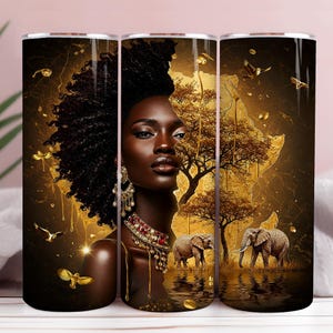 Trendy juniteenth Afrikaanse kaart 20oz png-mager afro-tuimelaar wrap Afro-Amerikaanse zwarte koningin png zwarte geschiedenis maand vrouw naadloze beker png