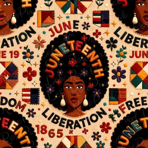 Juneteenth Seamless Pattern Repeat Black History Month Digital Paper Instant Download