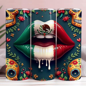 realistic dia de muertos mexican lips png viva mexico png, mexican png mexico clipart mexican 20 oz tumbler design holographic mexico flag3d