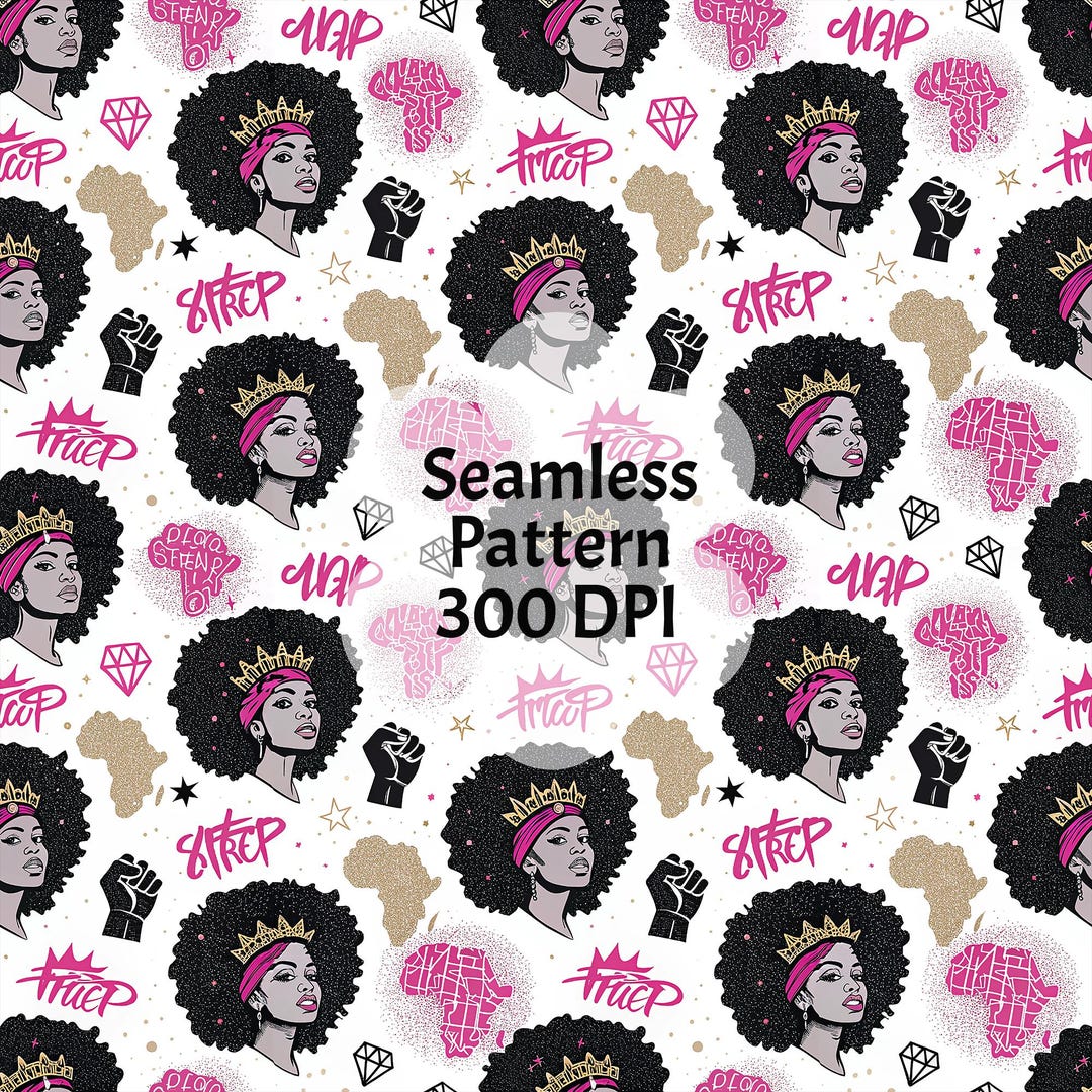 Juneteenth Black Queen Seamless Pattern (JPG, PNG) - Etsy