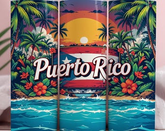 Porto Rico Beach Tumbler Wrap PNG (Digitaler Download)
