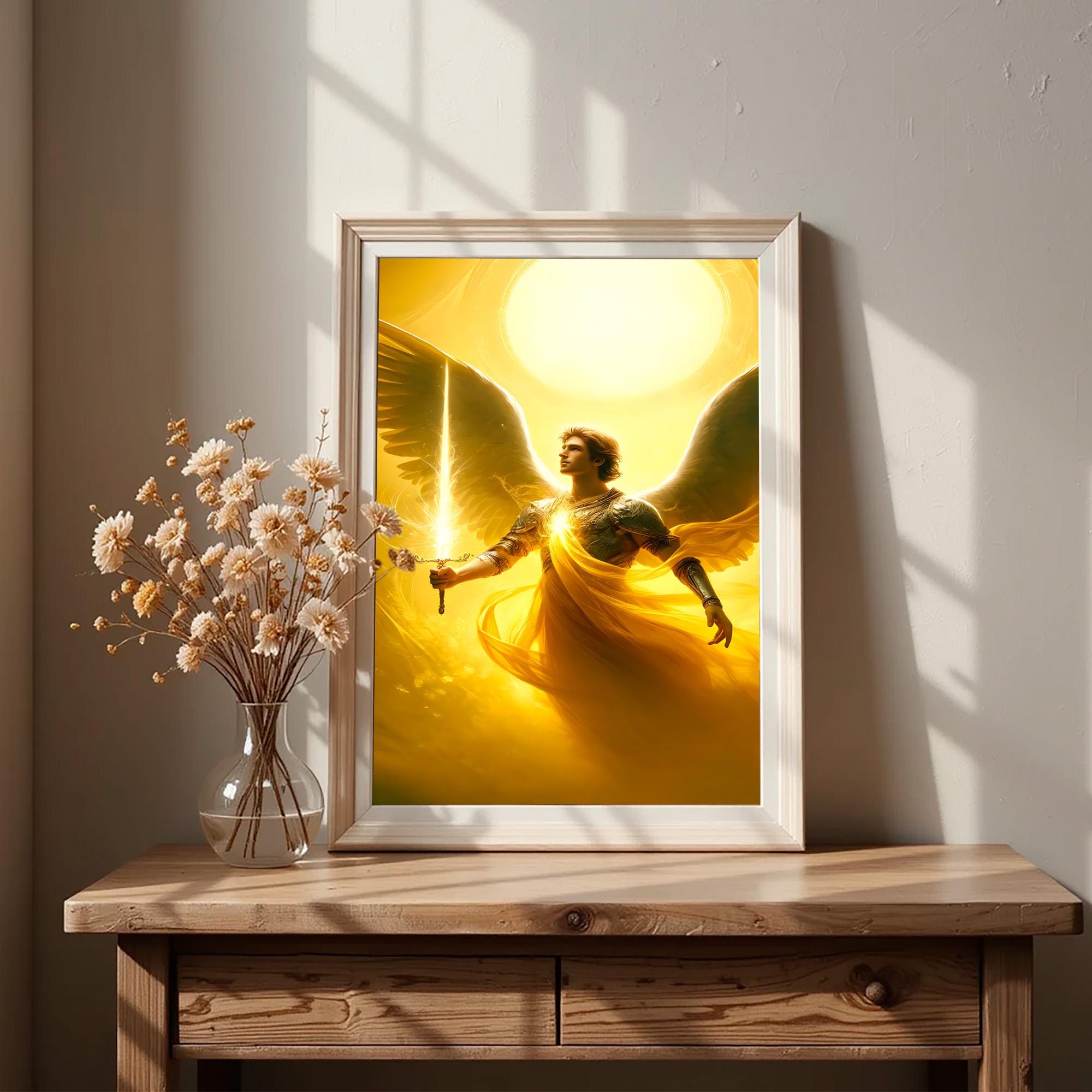 Archangel Jophiel Golden Aura Art, Spiritual Home Decor (digital