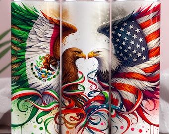 Mexican American Eagle 20oz Tumbler Wrap (PNG)