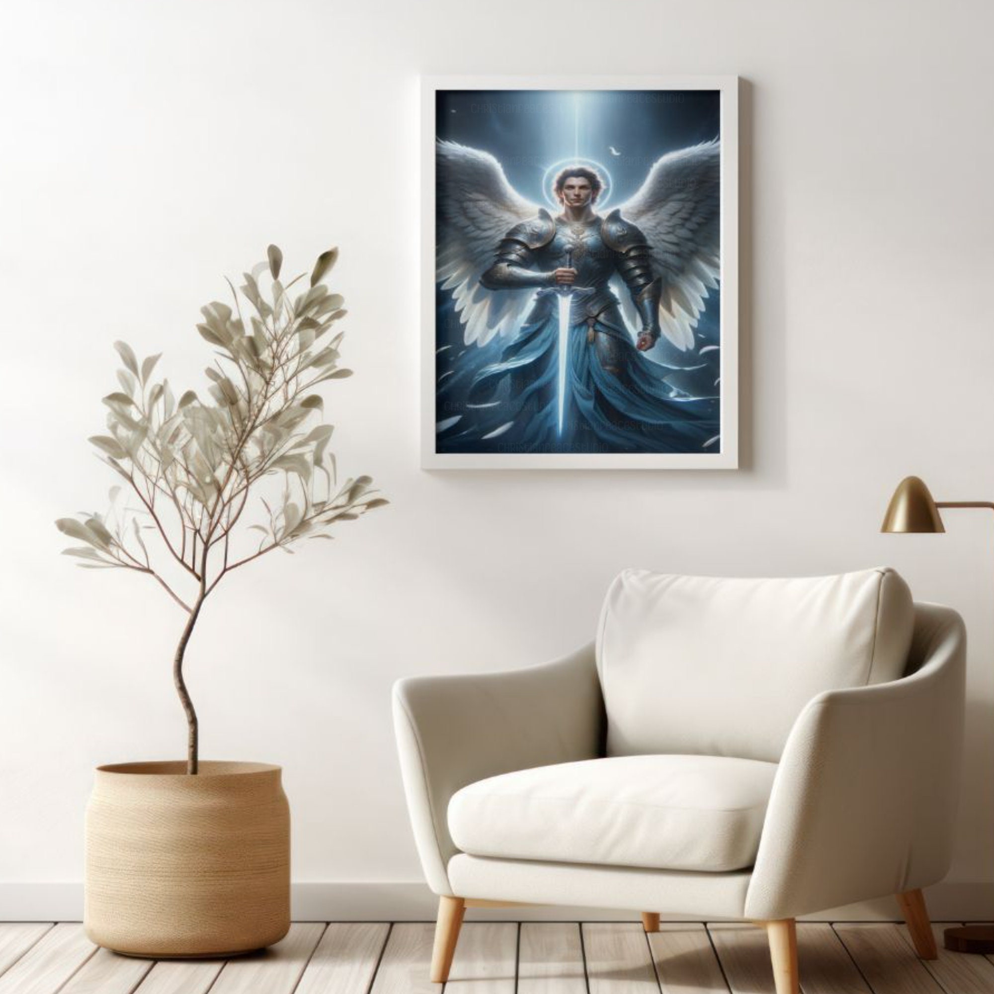 Archangel Michael, Art: Protector, Angel Image for Spiritual Wall Decor