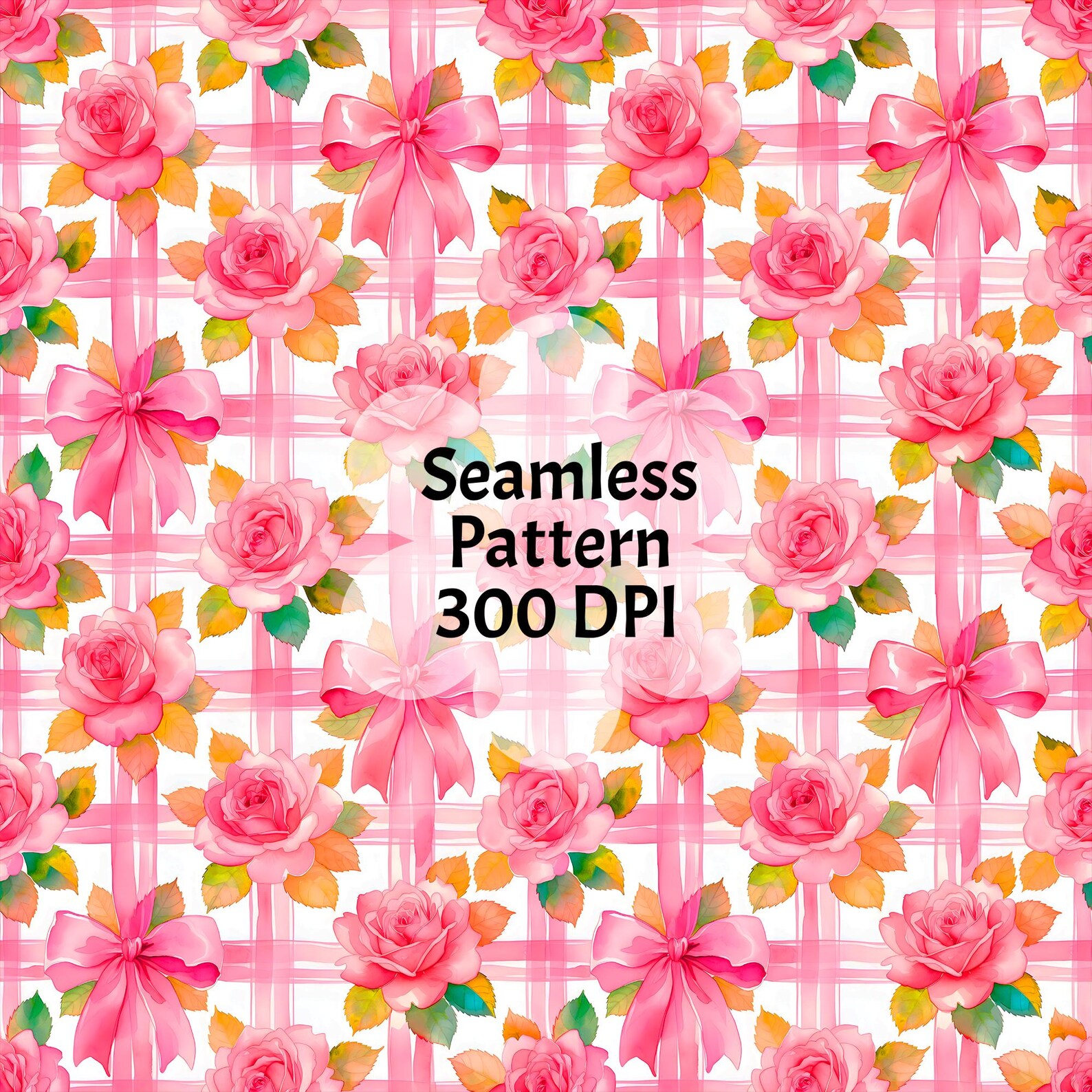 Pink Floral Valentine Roses and Bows Seamless Repeating Pattern ...