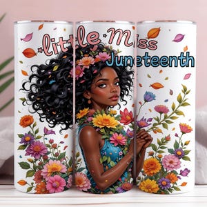 Little miss Juneteenth black Tumbler Wrap 20oz girl png sublimation design download, afro girl png, Juneteenth png, afro baby png straight