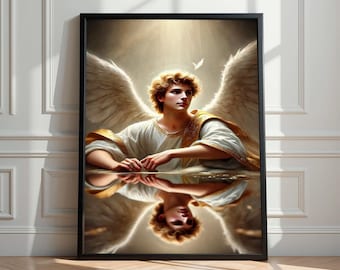 Ärkeängeln Gabriel konsttryck, ängel Gabriel ikon (digital nedladdning)