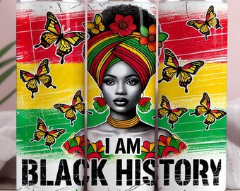 Juneteenth Afro Woman Tumbler Wrap, Black History PNG (Digital)