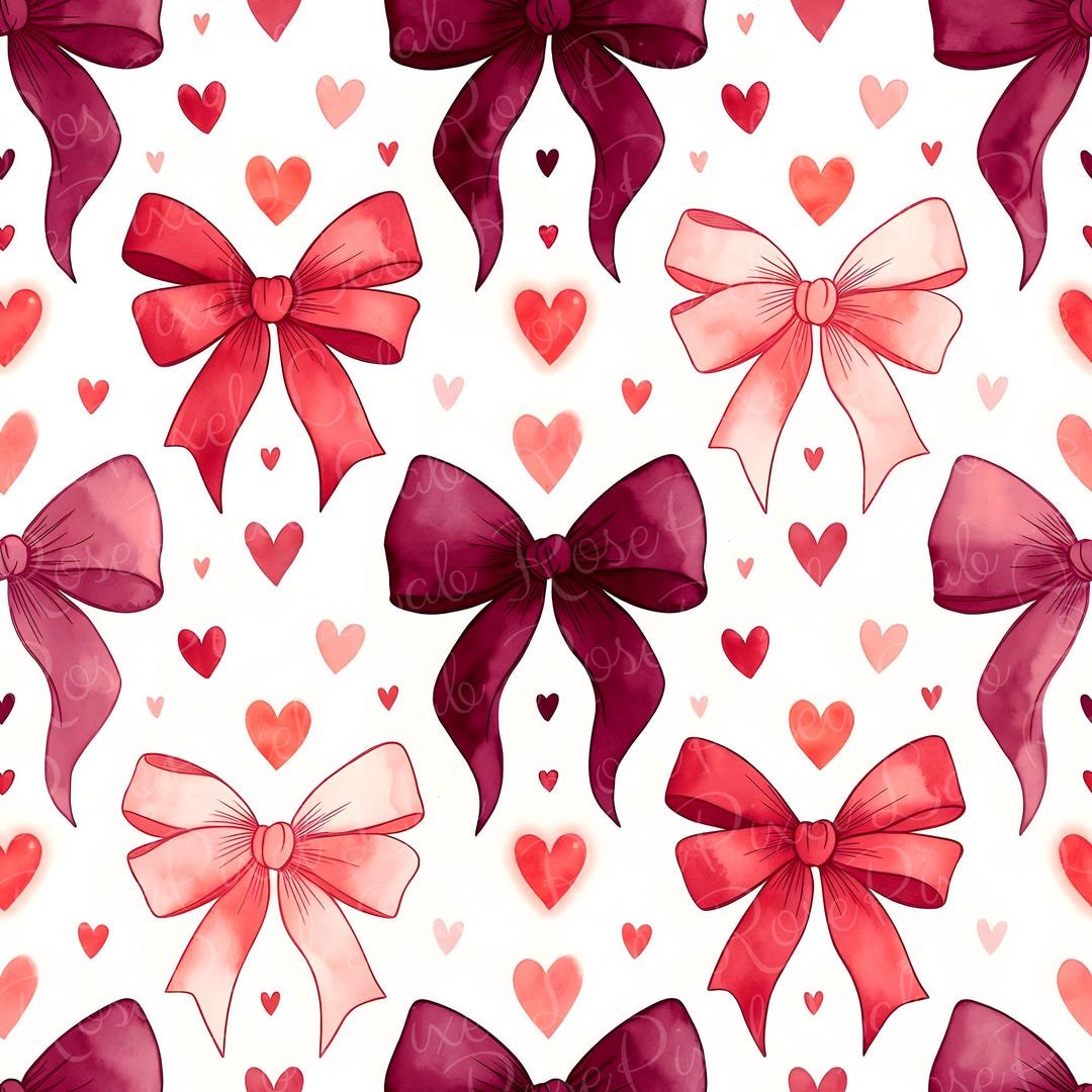 Colorful Coquette Watercolor Bow Ribbon Repeat Seamless Pattern ...